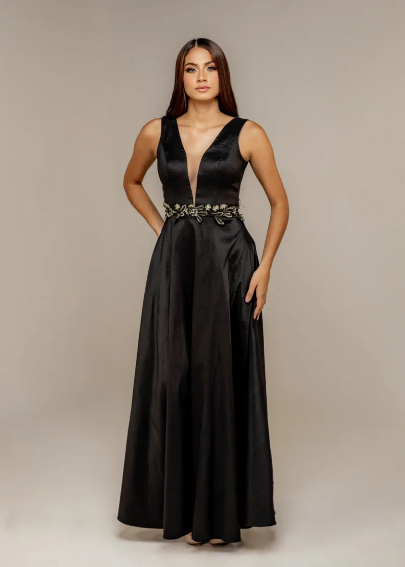 Vestido de tafetán Negro