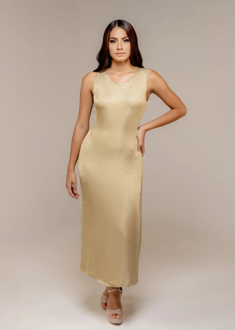 Vestido malla dorada