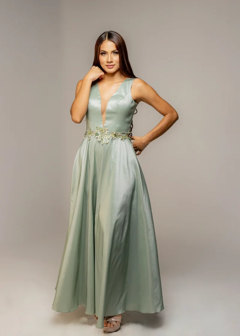 Vestido de tafetán Verde