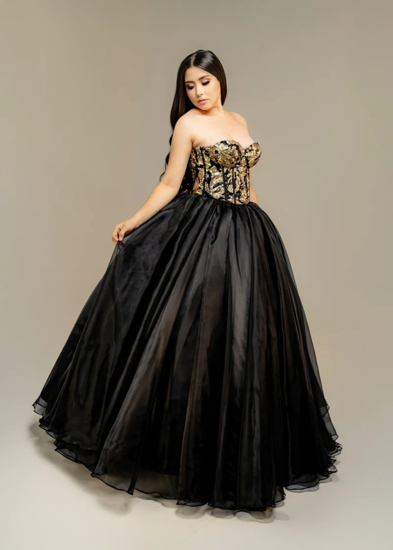 Corset  negro-dorado