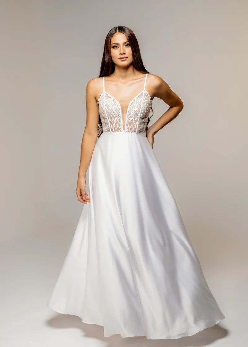Vestido Rotondo blanco mangas adaptables